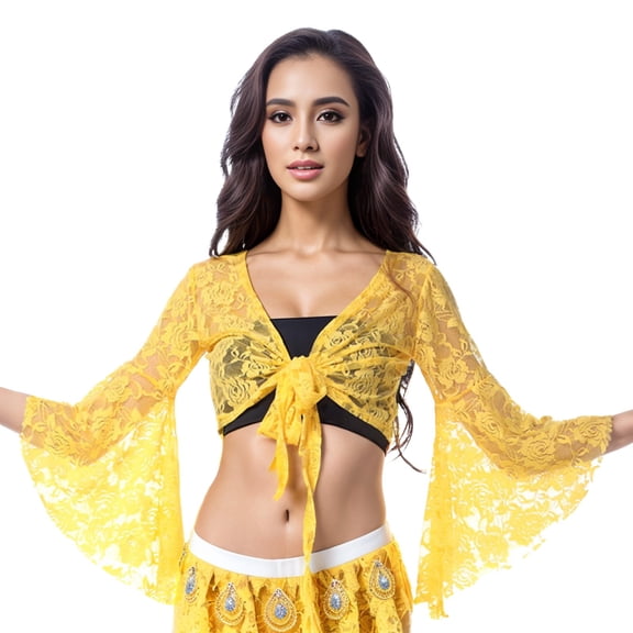 Hauaitttt Women Belly Dance Lace Tops Floral Long Sleeve Wrap Carnival Top Reading Shawl with Pockets for Women Sparkly Jacket over Dress Jacket for Dresses to Cover Arm Formal Cardigan Vintage Wool