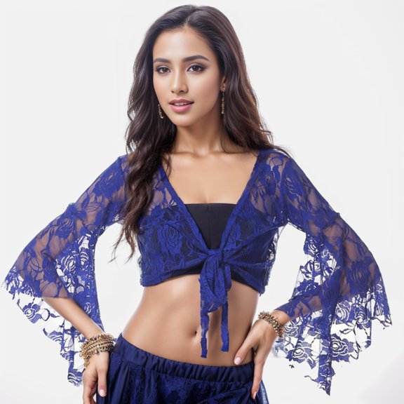 Hauaitttt Women Belly Dance Lace Tops Floral Long Sleeve Wrap Carnival Top Reading Shawl with Pockets for Women Sparkly Jacket over Dress Jacket for Dresses to Cover Arm Formal Cardigan Vintage Wool