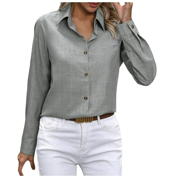 Hauaitttt Women Button Down Shirts Long Sleeve Collared Classic Dress Shirts Casual Work Blouses Tops Tee Shirts Women Compression Shirt Women Womens Summer Tops Loose Fit Tech Stretch Dry Wick Tee