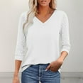 thumbnail image 1 of Hauaitttt Women Casual Fashion Tops 3/4 Long Sleeve V Neck Lace Tunic Top Business Casual Shirt 2025 Womens Long Sleeve Shirt Women Shirts Women T Shirt Trashier Shirts Long Sleeve Tees, 1 of 5