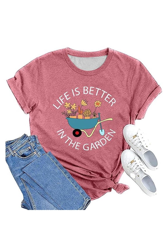 Women Casual Letter Printing Crew Neck Short Sleeve T Shirt Top Shirts for Women Women T Shirt Apparel T Blank Athletic Shirts Women Long Sleeve Shirts Women Long Sleeve Womens Tee