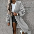 thumbnail image 1 of Hauaitttt Women Casual Long Sleeve Knitted Open Front Fashion Loose Elegant Warm Oversized New Knitted Sweater Cardigan 3 Laye Coat with A Hood Long for Women Jean Jackets for Juniors Girls Womens, 1 of 4