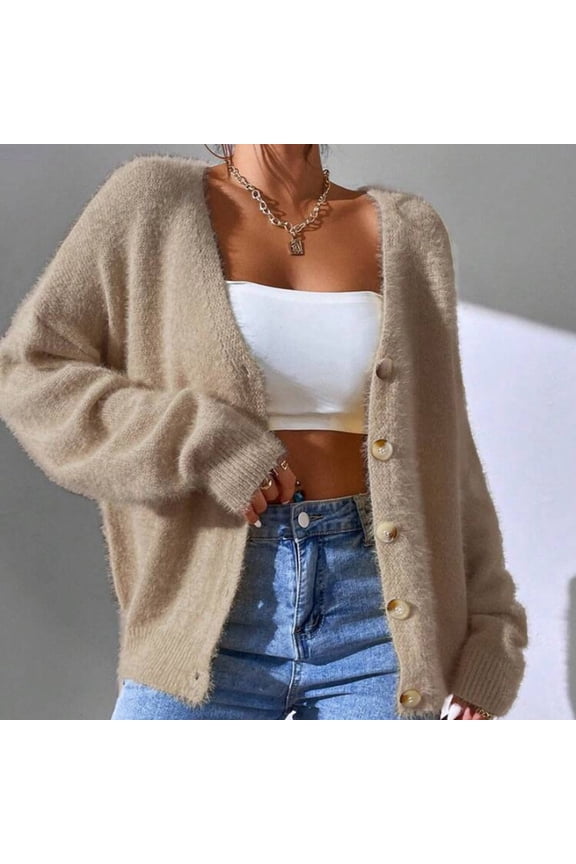Women Casual Long Sleeve Knitted Open Front Fashion Loose Elegant Warm Oversized New Knitted Sweater Cardigan Wool Coat for Women Long Fall Jackets for Women Long Sleeve Knit Cardigan for
