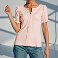 thumbnail image 1 of Hauaitttt Women Casual Loose Fit Short Sleeve T Shirt with Puff Sleeves and Jacquard Design for Spring Summer Fall Everyday Wear Vacation Womens T Shirts for Summer Long Sleeve Shirt Women for, 1 of 3