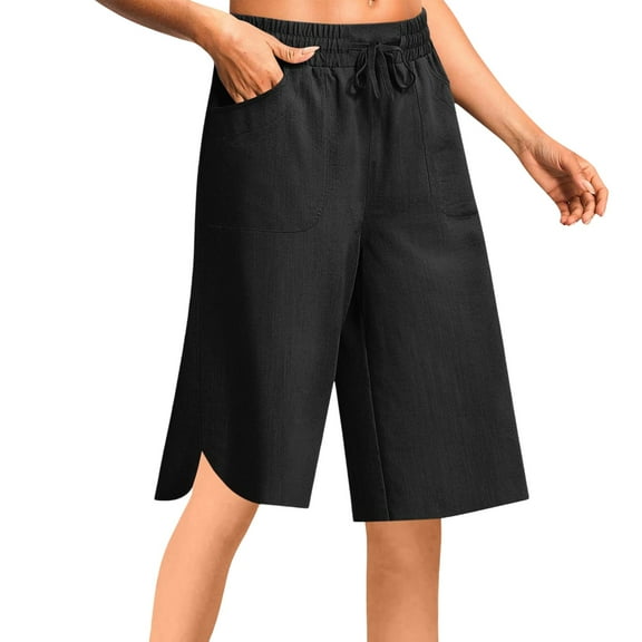 Hauaitttt Women Casual Pants for Everyday Relaxation and Summer Loose Fit Elastic Waist Capri with Pockets and Drawstring for Versatile Styling Womens Pants Casual Women Work Pants Business Casual