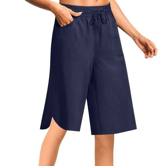 Hauaitttt Women Casual Pants for Everyday Relaxation and Summer Loose Fit Elastic Waist Capri with Pockets and Drawstring for Versatile Styling Womens Pants Casual Women Work Pants Business Casual