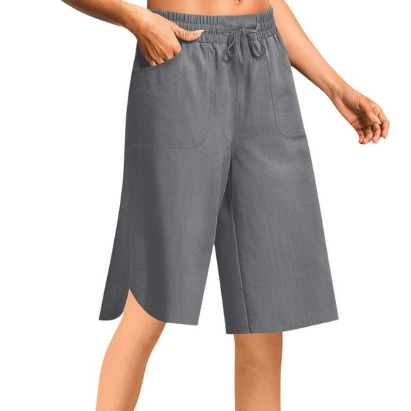 Hauaitttt Women Casual Pants for Everyday Relaxation and Summer Loose Fit Elastic Waist Capri with Pockets and Drawstring for Versatile Styling Womens Pants Casual Women Work Pants Business Casual