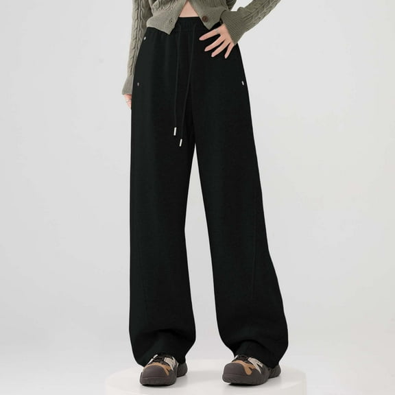 Hauaitttt Women Casual Pants High Waist Straight Leg Loose Fit Comfortable Everyday Wear Summer Fall Tops with Shirt Tee Workout Pants with Pockets for Women plus Size Sweatpants Summer Pants Women s