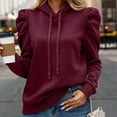 thumbnail image 1 of Hauaitttt Women Casual Puff Long Sleeve Hoodies Drawstring Pullover Sweatshirts Loose Fit Solid Shirts Fall Fashion Sweatshirt Zipper Tunic Women with Pocket Sweatshirts Women Graphic Sweatshirts, 1 of 5