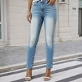 thumbnail image 1 of Hauaitttt Women Casual Stretch Jeans Distressed Denim Pants Skinny Fit Comfortable Vacation Everyday Wear Trendy Fashion Tapered Ankle Length Straight Leg Corduroy Pants Womens Womens Pants Casual, 1 of 5