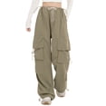 thumbnail image 1 of Hauaitttt Women Casual Sweatpants Relaxed Fit Baggy Clothes High Waist Drawstring Waist with Pockets Loose Cargo Joggers Pants Leather Pants Fancy Clothes for Teens Womens on Pants Casual Work Beach, 1 of 4