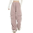 thumbnail image 1 of Hauaitttt Women Casual Sweatpants Relaxed Fit Baggy Clothes High Waist Drawstring Waist with Pockets Loose Cargo Joggers Pants Leather Pants Fancy Clothes for Teens Womens on Pants Casual Work Beach, 1 of 4
