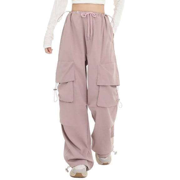 Hauaitttt Women Casual Sweatpants Relaxed Fit Baggy Clothes High Waist Drawstring Waist with Pockets Loose Cargo Joggers Pants Leather Pants Fancy Clothes for Teens Womens on Pants Casual Work Beach