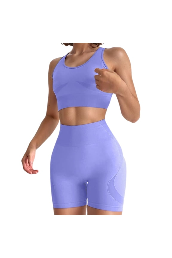 Women Casual Yoga Outfit Breathable Round Neck Tank Top with Shorts Set for Home Workout and Daily Wear Comfortable Nylon Back Tie Design Swimwear for Women plus Size Full Bathing Suits