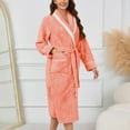 thumbnail image 1 of Hauaitttt Women Coral Velvet Mid Length Nightgown Color Contrast Home Bathrobe Coat Tie Women Womens Robes Full Length Womens Robes with Zipper Size 4x Long Hooded Robes for Women Zipper Women s, 1 of 8