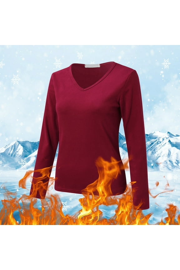 Women Crew Neck Lined Thermal Thermal Underwear Slim Tops Long Sleeve Thermal Shirts Winter Tops Womens Thermals Top and Bottom Thermal for Women Men's Thermal Tops and Bottoms Women's