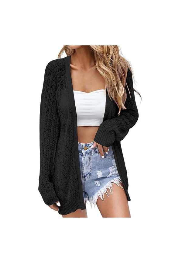 Women Crochet Lightweight Cardigan Cover up Open Front Long Sleeve Summer Cardigans Cardigan Sweater Thin Wool Coat Extra Long Winter Coats Long Fuzzy Coats for Women Coat Women plus Size