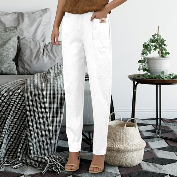 Hauaitttt Women Elastic Waist Trousers Relaxed Fit Straight Leg Trousers Casual Loose FIitting Trousers Soft Sweatpants Tan Sweatpants Women plus Size Dress Pants for Women Casual Casual Pants for