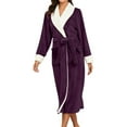 thumbnail image 1 of Hauaitttt Women Fall/winter V Neck Solid Color Flannel Long Nightgown Japanese Silk Rope for Women Womens Robes Long Zipper Front Petite Robe with Hood Long Kimono Robes for Women plus Size plus, 1 of 6