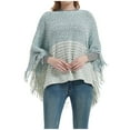 thumbnail image 1 of Hauaitttt Women Fashion Fringe Spring and Autumn Winter Batsleeve Sweater Pullover Striped Cape Sweater Shawl Top Cloak for Women with Hood and Pockets Warm Shawl Wraps for Women Wrap Sweater Long, 1 of 7