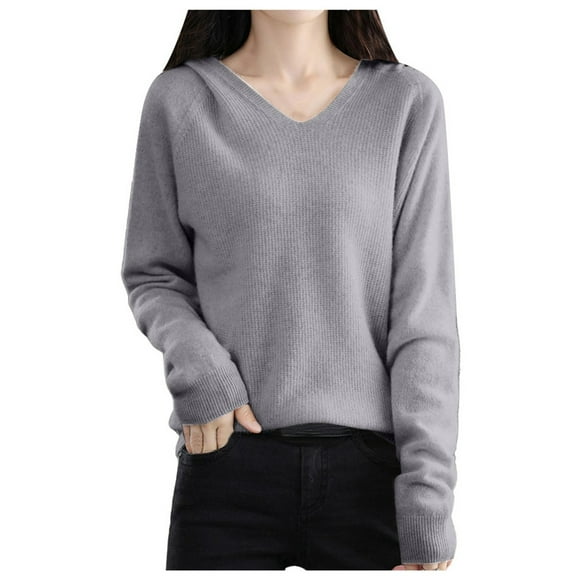 Hauaitttt Women Fashion Knitwear V Neck Pullover Hoodie Solid Color Loose Sweater To Wear Outside The Knitted Top Coat Pales Clothes Men Night Vale Sweatshirt Sweaters for Women 2017 Holiday