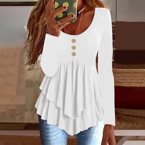 Hauaitttt Women Fashion Top Button Casual Solid Color Printed Long Sleeve Short Sleeve Shirts for Woman Womens Summer T Shirts Neck Tops for Women Womens Compression T Shirt Women Active Shorts