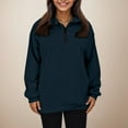thumbnail image 1 of Hauaitttt Women Half Zip Long Sleeve Athletic Hoodie Stylish & Comfortable for All Day Wear Cans Old School Casual Sweatshirts Women Clothes for Sports for Women Juniors Oversized Sweatshirts, 1 of 8