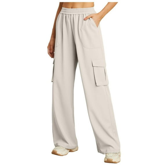 Hauaitttt Women High Waisted Casual Wide Leg Womens Cargo Pants Baggy Cargos Pants with Pockets Dress Clothes for Women Business Casual Petite Maternity Clothes Casual Leggings for Women with Pockets