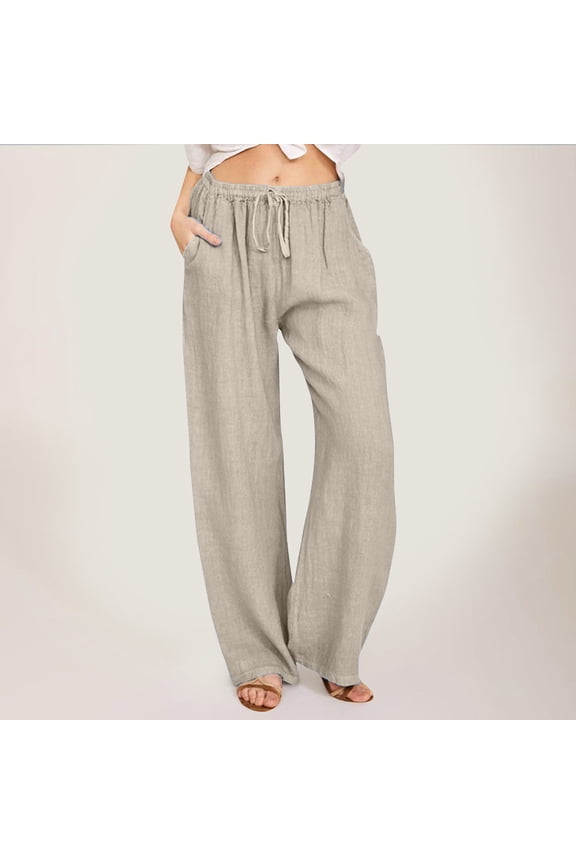 Women High Waisted Wide Leg Pants Fashion Drawstring Elastic Trousers Comfy Straight Leg Long Pants with Pockets Womens Casual Pants 3x Casual Pants Women High Waist Extra Long Dress Pants