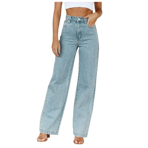 Hauaitttt Women Jeans Trousers with High Waist E Girl Style Streetwear Casual Denim Trousers Loose Straight Leisure Trousers No Kvetching Cargo Jean Pants for Women Jean Pants for Women plus on Pant