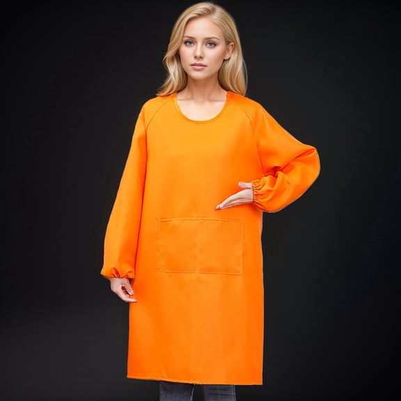 Hauaitttt Women Kitchen Apron with Big Pockets Long Sleeves Apron for Cooking Baking Cleaning Work Chef Aprons Kitchen Cooking Apron BBQ Grill for Dad Men Women Top Small Women Workout Tee Shirts