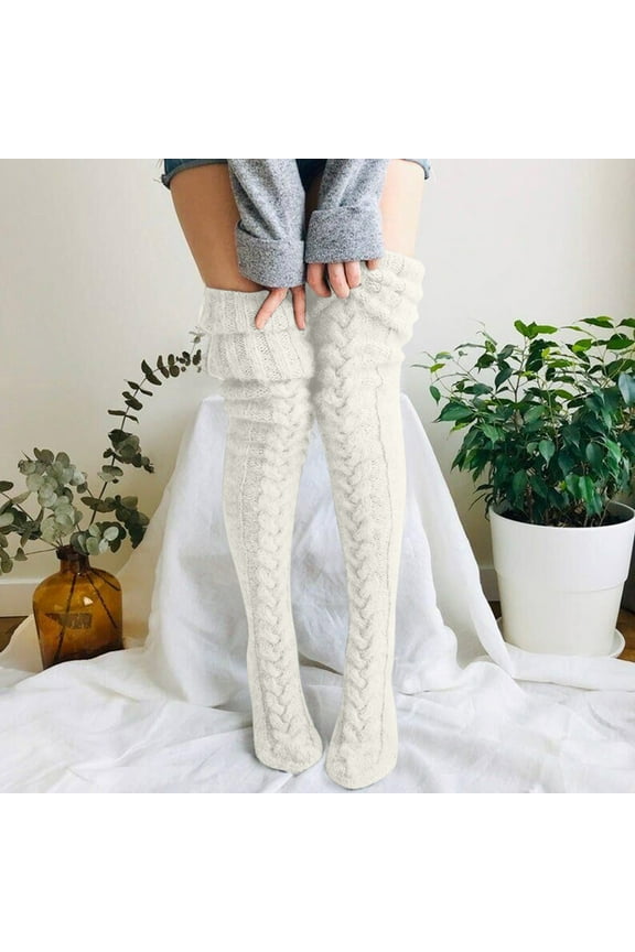 Women Knit Leg Stocking Thigh Long Warmers Knee Boot Socks Over Extra Socks Cop Fishnets Garter Set Thigh High Fishnet Stockings Garter Belt Non Hosiery Cute Thigh High Pantyhose for Women