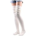 thumbnail image 1 of Hauaitttt Women Knit Leg Stocking Thigh Long Warmers Knee Boot Socks Over Socks Girl Garter Mesh Inset Skirt Sheer Knee High Stockings for Women Champagne Color Pantyhose Control Top Dress 5, 1 of 2