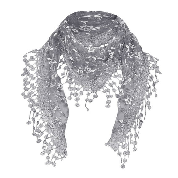 Hauaitttt Women Lace Sheer Floral Scarf Shawl Wrap Tassel Scarf Silk Scarf for Hair Wrapping Satin Scarf Women Womens Acrylic Scarves Chiffon Womens Blanket Wrap Head Scarf Wraps Toddler Scarf Women