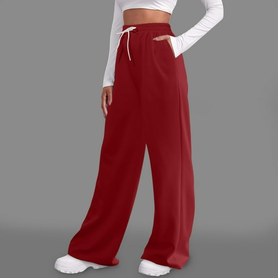 Hauaitttt Women Lined Sweatpants Wide Straight Leg Pants Bottom Sweatpants Joggers Pants Workout High Waisted Yoga Pants with Pockets Pinstripe Pants Women Casual Women Casual Pants plus Size Long