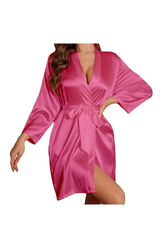 Women Long Sleeve French Elegant Sleepwear Silk Satin Thin Robe Loungewear Pajama Set Bathrobe Women Big Comfy Robe Women Womens Robes plus Size 5x/6x Womens Shawl Wrap Shower Robes for