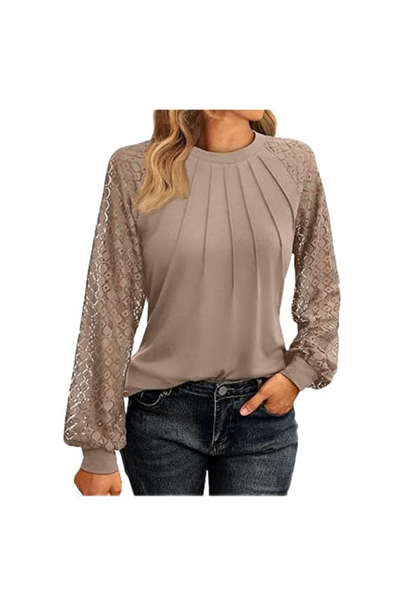 Women Long Sleeve Shirt Cut Out Lace Top Business Casual Fall Fashion Clothing Knit Y 2k Shirt Stripes Tee Shirt Light Polyester Womens Shirt Women Compression Shirts Burnout Tee Shirts