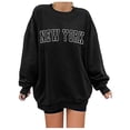 thumbnail image 1 of Hauaitttt Women Loose Letter NEW Work Print Hoodie Sports Long Sleeve Crew Neck Pullover Casual Top Athletic Wear Hoodie Athletic Jacket Women Fall Jackets Women Fuzzy Pullover Women Casual T Shirt, 1 of 3