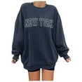 thumbnail image 1 of Hauaitttt Women Loose Letter NEW Work Print Hoodie Sports Long Sleeve Crew Neck Pullover Casual Top Athletic Wear Hoodie Athletic Jacket Women Fall Jackets Women Fuzzy Pullover Women Casual T Shirt, 1 of 3