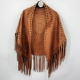 thumbnail image 1 of Hauaitttt Women Loose Suede Fringes Open Cape Poncho Scarf with Punch Pattern Graceful Fringes Dropshipping Shawl Knit Shawl Scarf Wrap Shawl for Women Women Scarf Cloak for Women Scarf Blanket Wrap, 1 of 3
