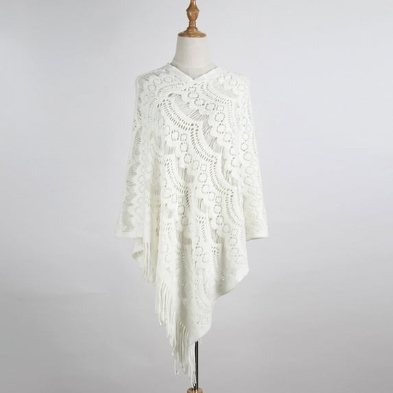 Hauaitttt Women Mid Length Crochet Hollow Irregular Tassel Pullover Sweater Cape Shawl Knit Sweater Shawl Scarf for Women Dress Shawls for Girls Sequin Scarfs for Women Linen Scarf Shawl Scarf Summer