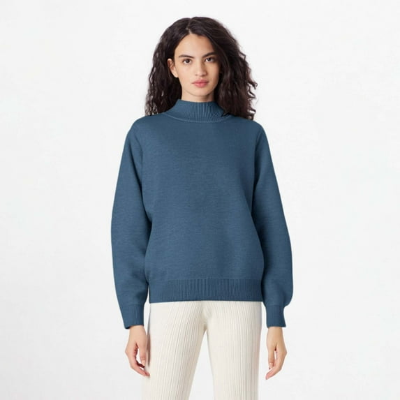 Hauaitttt Women Neck Soft Knit Sweater Autumn Winter Lined Pullover Top Mens Thermal Long Sleeve Long Mens Thermal Tops Women Long Sleeve Insulated Shirts for Men Thermal Ski Underwear for Men Lined