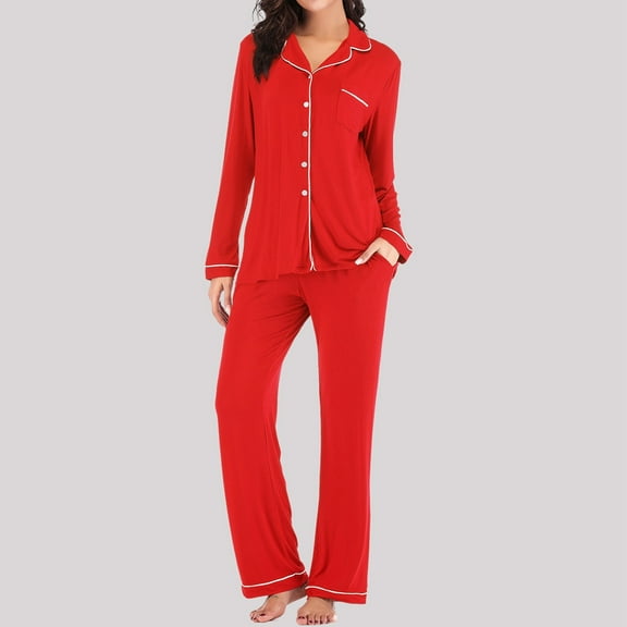 Hauaitttt Women Pajama Set Notch Neck Soft Nightgown Short Sleeve Button Nightgown with Long Pants Pajama Top Women Shorts and Set Women Pajamas Holiday Flannel Set Camping Clothes for Women Two