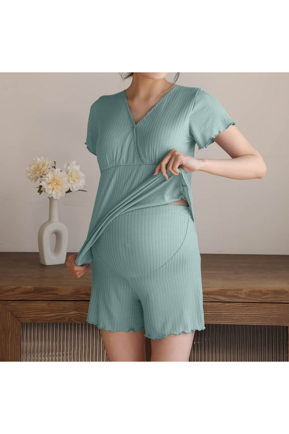 Women Pajama Sets Soft Comfortable Nursing Sleepwear Maternity Pajama Set for Breastfeeding Moms Postpartum Loungewear with Built In Bra Christmas Pajamas for Women plus Size Snowflake