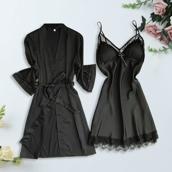 Hauaitttt Women Pajamas Silk Home Clothing Two Piece Set Fashionable and Comfortable Lace Lace Pajama Set Pajama Drama Women Ladies Flannel Pajamas Pants Soft Top Silk Long Pajamas for Women Long