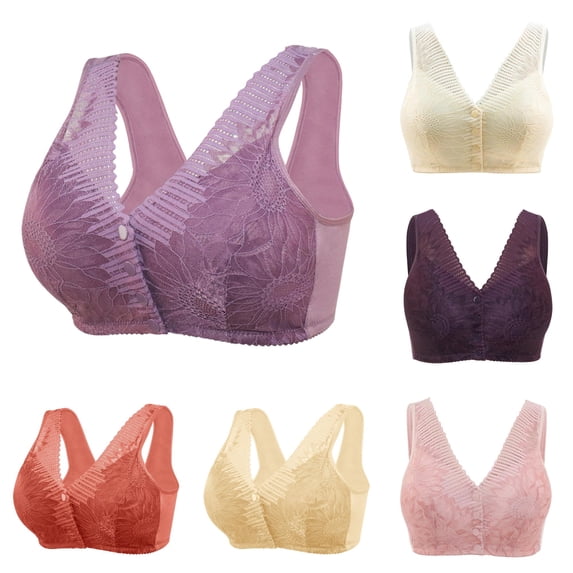Hauaitttt Women Pattern Large Size Front Buckle Without Steel Ring Bra Underwear Sports Bra Women Bras Wireless Pack Low Back Bra Womens Sports Bra Pack Sports Bra Light Sports Bras for Women