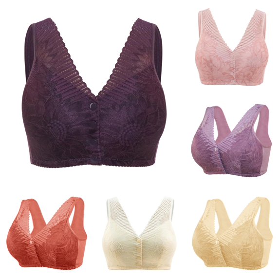 Hauaitttt Women Pattern Large Size Front Buckle Without Steel Ring Bra Underwear Sports Bra Women Bras Wireless Pack Low Back Bra Womens Sports Bra Pack Sports Bra Light Sports Bras for Women
