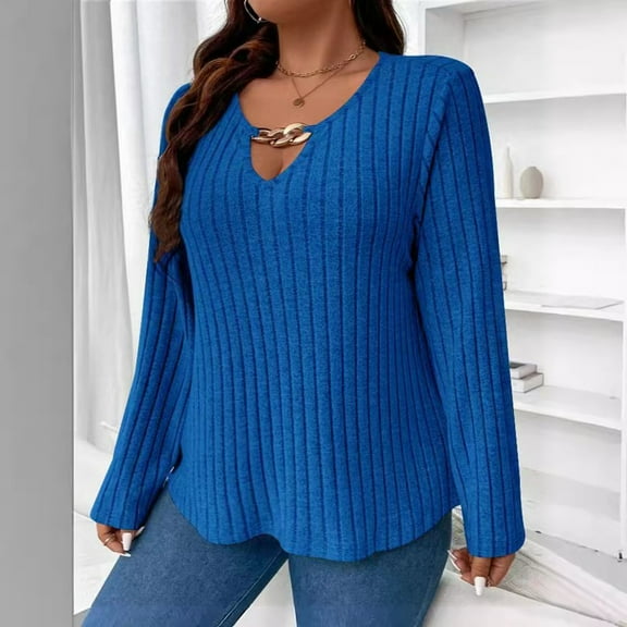 Hauaitttt Women Plus Size V Neck Tops for Women Long Sleeve Lightweight Knitwear Winter Solid Color Loose Casual Sweater Shirt MenSweaters with Zipper Knit Pullover Sweater Women Architect Jean Co
