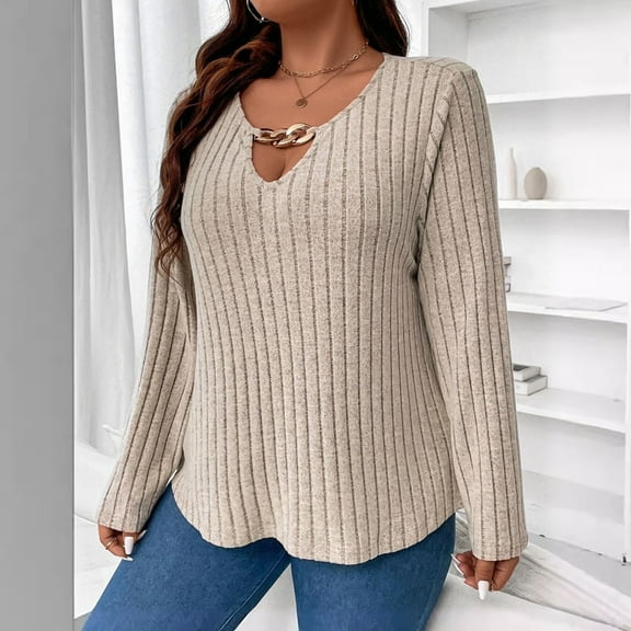 Hauaitttt Women Plus Size V Neck Tops for Women Long Sleeve Lightweight Knitwear Winter Solid Color Loose Casual Sweater Shirt MenSweaters with Zipper Knit Pullover Sweater Women Architect Jean Co