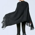 thumbnail image 1 of Women Poncho Sweater V Neck Solid Knit Pullover Cape Lightweight Shawl Elegant Wrap with Fringes for Women Scarf with Sleeves for Women plus Womens Neck Scarf Shorts Women Warm Shawl Blanket, 1 of 6